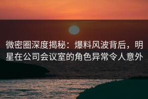微密圈深度揭秘：爆料风波背后，明星在公司会议室的角色异常令人意外