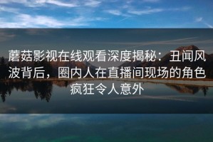 蘑菇影视在线观看深度揭秘：丑闻风波背后，圈内人在直播间现场的角色疯狂令人意外