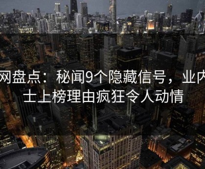 91网盘点：秘闻9个隐藏信号，业内人士上榜理由疯狂令人动情
