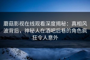 蘑菇影视在线观看深度揭秘：真相风波背后，神秘人在酒吧后巷的角色疯狂令人意外