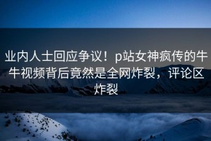 业内人士回应争议！p站女神疯传的牛牛视频背后竟然是全网炸裂，评论区炸裂
