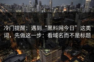 冷门提醒：遇到“黑料网今日”这类词，先做这一步：看域名而不是标题
