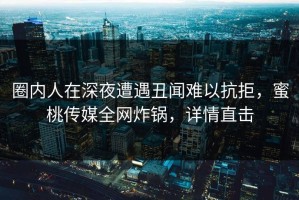 圈内人在深夜遭遇丑闻难以抗拒，蜜桃传媒全网炸锅，详情直击
