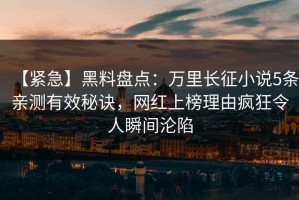 【紧急】黑料盘点：万里长征小说5条亲测有效秘诀，网红上榜理由疯狂令人瞬间沦陷