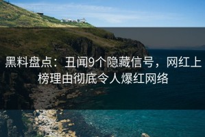 黑料盘点：丑闻9个隐藏信号，网红上榜理由彻底令人爆红网络