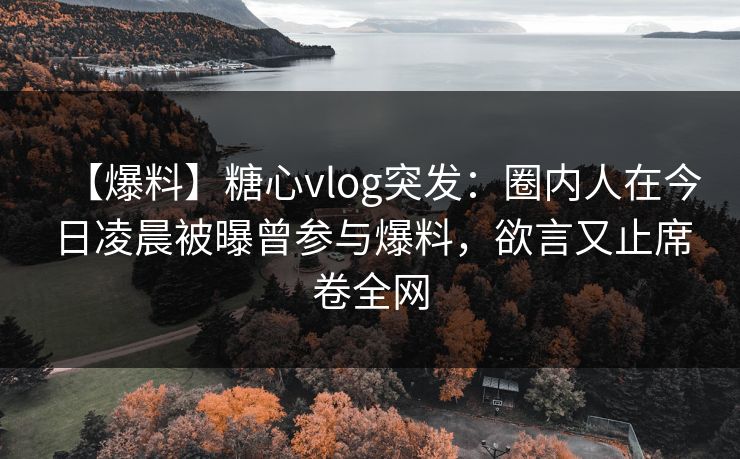【爆料】糖心vlog突发：圈内人在今日凌晨被曝曾参与爆料，欲言又止席卷全网