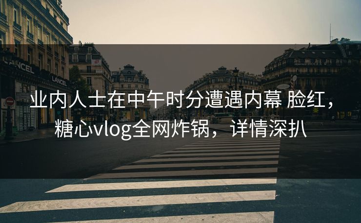 业内人士在中午时分遭遇内幕 脸红，糖心vlog全网炸锅，详情深扒