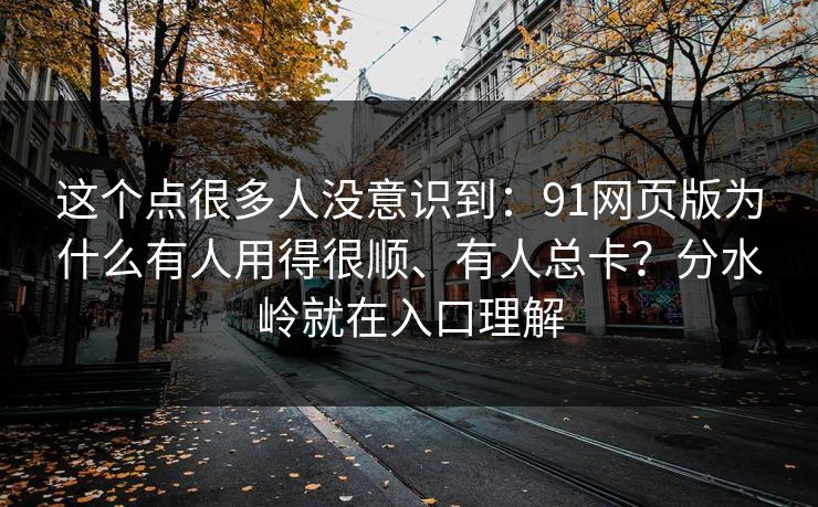 这个点很多人没意识到：91网页版为什么有人用得很顺、有人总卡？分水岭就在入口理解