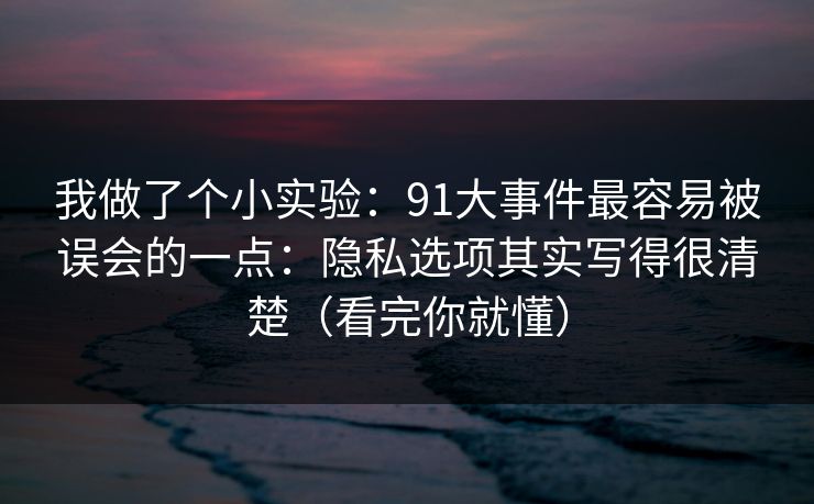 我做了个小实验：91大事件最容易被误会的一点：隐私选项其实写得很清楚（看完你就懂）