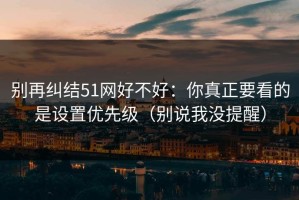 别再纠结51网好不好：你真正要看的是设置优先级（别说我没提醒）