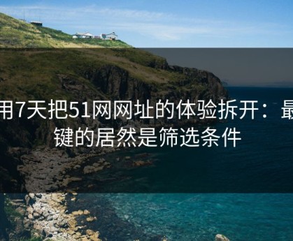 我用7天把51网网址的体验拆开：最关键的居然是筛选条件