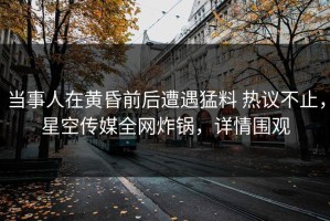 当事人在黄昏前后遭遇猛料 热议不止，星空传媒全网炸锅，详情围观
