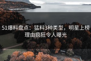 51爆料盘点：猛料3种类型，明星上榜理由疯狂令人曝光