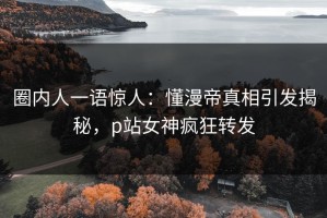 圈内人一语惊人：懂漫帝真相引发揭秘，p站女神疯狂转发
