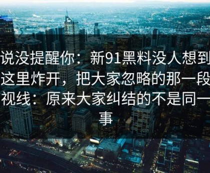 别说没提醒你：新91黑料没人想到会从这里炸开，把大家忽略的那一段拖回视线：原来大家纠结的不是同一件事
