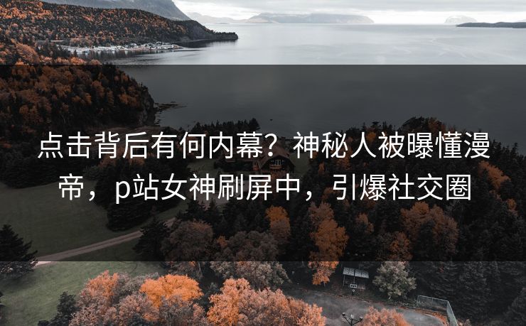 点击背后有何内幕？神秘人被曝懂漫帝，p站女神刷屏中，引爆社交圈