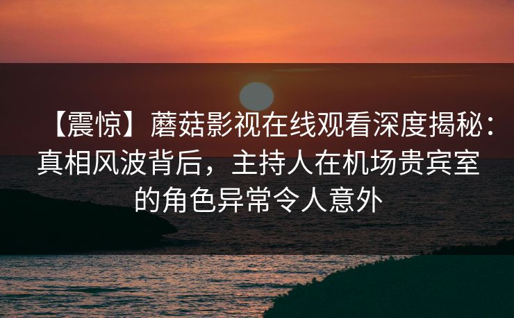 【震惊】蘑菇影视在线观看深度揭秘：真相风波背后，主持人在机场贵宾室的角色异常令人意外